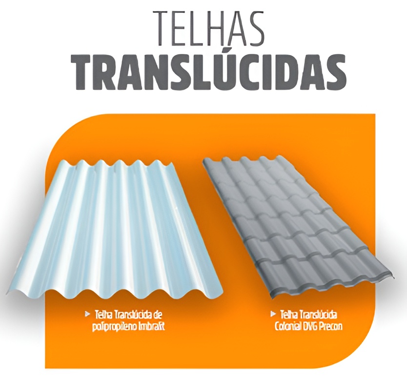 Telhas translúcidas transparentes e cinzas